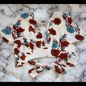 Floral back tie up shirt